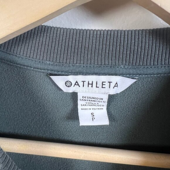 Athleta Triumph Hybrid Crewneck Sweatshirt Size Small Green Athletic Cozy Comfy - Picture 3 of 10